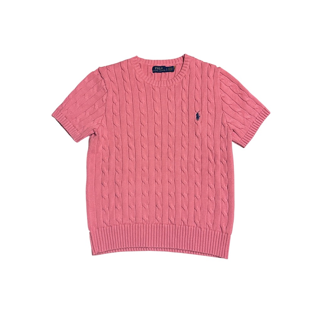 Polo Ralph Lauren Cotton Cable Short-Sleeve Sweater Coral Large